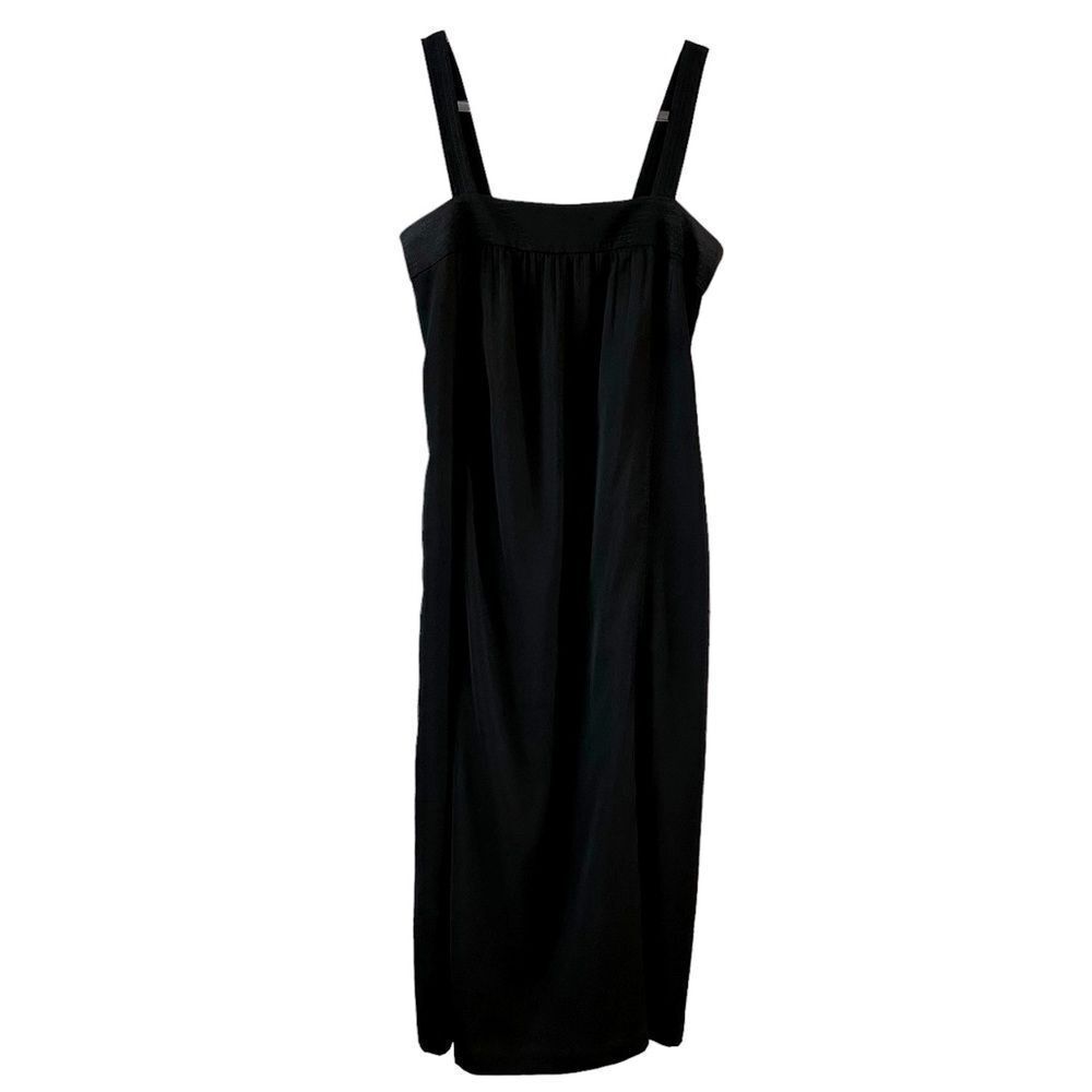 J. Crew Black Midi Dress with Square Neck and Wide Straps